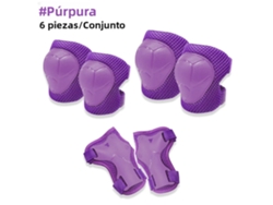 Juego de 6 rodilleras y coderas para niños con correas ajustables Mdug (morado)