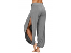 2026-pantalones De Yoga Para Mujer Con Entrecorte Lateral Pantalones Deportivos De Sudor Para Ejercicio Y Playa M Gris Claro