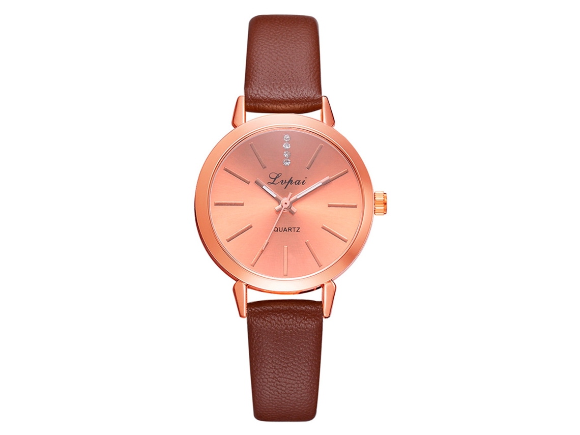 Reloj De Pulsera Casual Para Mujer Lvpai Con Diamantes De Imitación, Movimiento De Cuarzo De Aleación, Color Marrón.