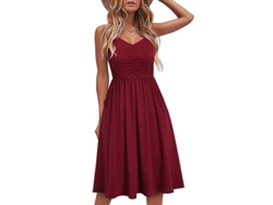 2026-vestido Casual Xl Bordó - Tejido Elástico Suave Con Bolsillos Y Cinturón Ajustable Para Mujer