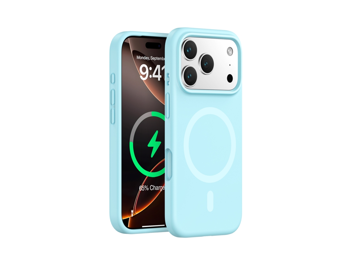 (azul Cielo, Iphone 17) Funda Magnética Resistente Para Iphone, De Silicona Líquida De Color Sólido Y Diseño Sencillo.