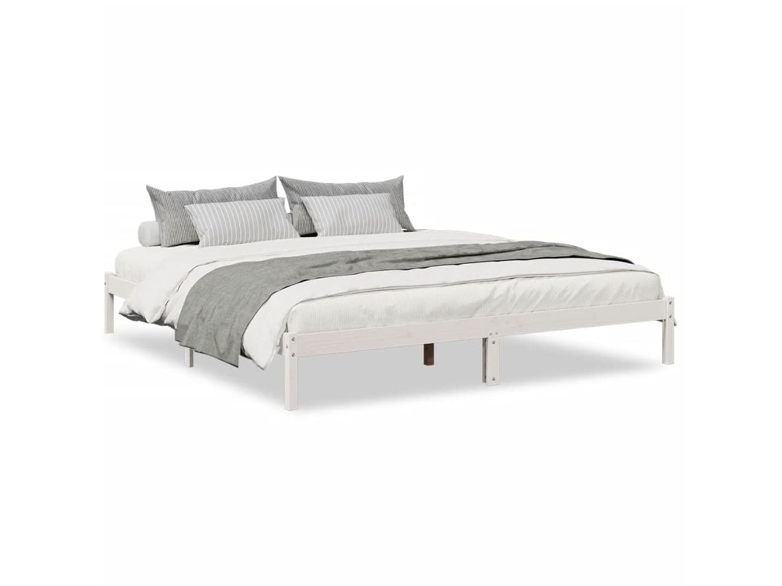 Maison Exclusive - Cama Extralarga Sin Colchón Madera Maciza Pino Blanca 200x210cm