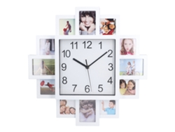 Reloj de pared Baok con marco blanco para fotos, 39 cm (15,35 pulgadas), reloj personalizable con varias fotos para la decoración del hogar.