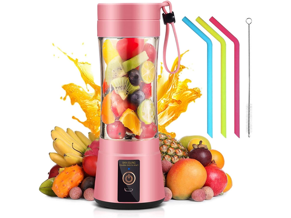 Vaso Batidora Portátil Para Smoothies Batidosusb Recargable Rosa 380ml Gertiz