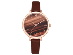 Reloj Unisex De Moda Con Correa Fina De Piel Sintética Y Esfera Degradada Marrón.