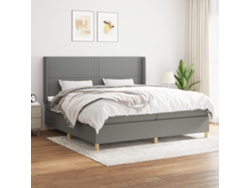 Cama Box Spring Con Colchón Tela Gris Oscuro 200x200 Cm