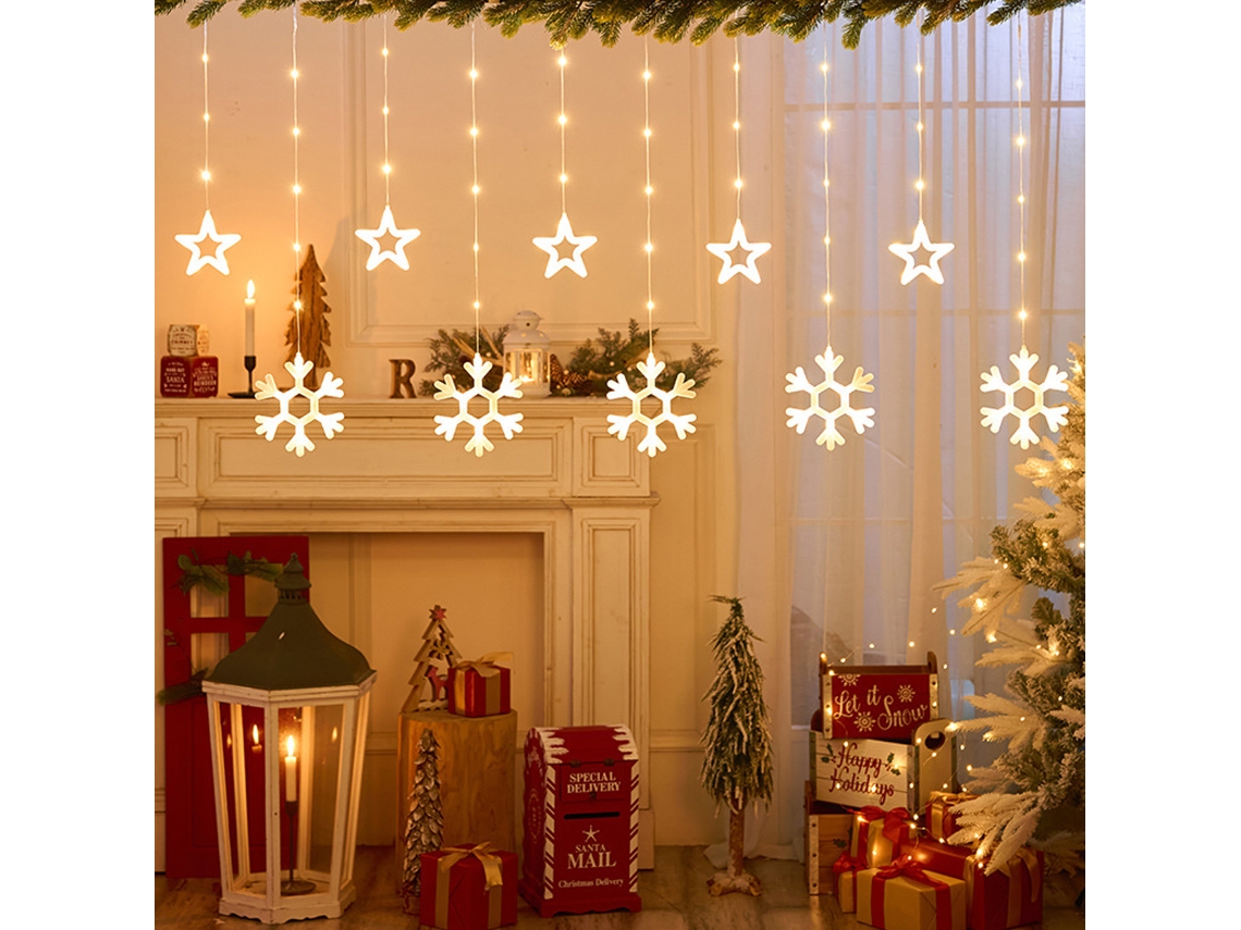 Luces de cortina navideñas con control remoto USB JEIIBRZUI