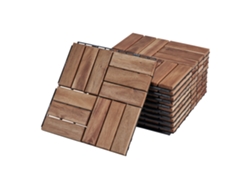 Set de 10 baldosas clic Alliste 12 láminas acacia/plástico 0,9 m² - Natural CASA.PRO