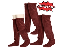 3 Pares De Calcetines Por Encima De La Rodilla, Calcetines Altos Cálidos De Invierno, Calentadores De Piernas Cálidos (claret) Cuich