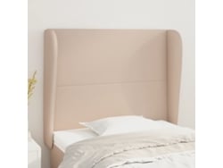 Cabecero Con Orejas Cuero Sintético Capuchino 103x23x118/128 Cm