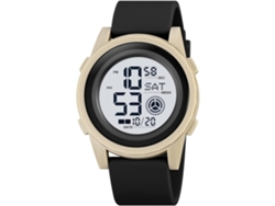 Reloj Digital Led Back Light De Pulso Con Pulsera De Goma Caqui Blanco Yuysan