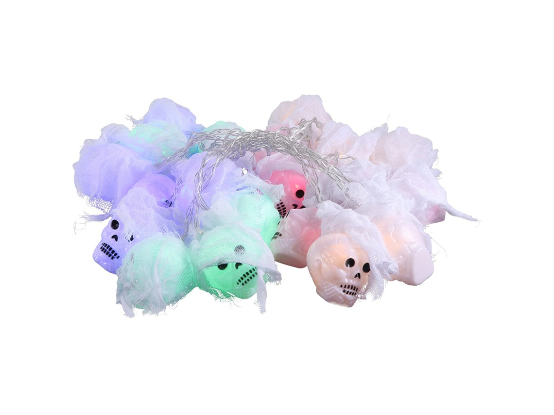 Guirnalda de luces de Halloween con 20 LED de colores y esqueleto