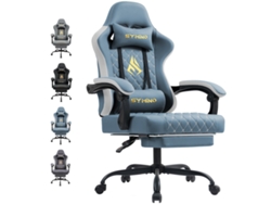 Cadeira Gamer Symino Racing – Ergonómica, Com Apoio Lombar, Apoio Para Os Pés, Pele Retro Pu, Capacidade De Peso 200 Kg, Azul Claro