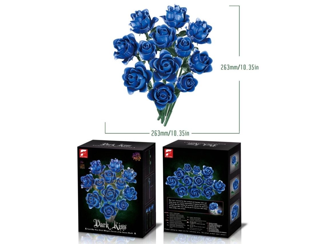 Bloques de construcción educativos MDUG, decoraciones de mesa con forma de flor, juguetes decorativos (azul, 585 piezas)