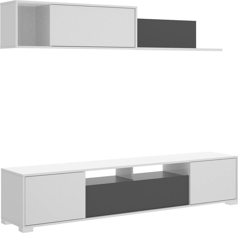 Conjunto de Muebles de TV DKIT Ken (200x180x41cm - Madera - Blanco)