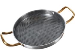 Sartén Antiadherente De Acero Inoxidable Con Diseño De Panal, Doble Asa, Compatible Con Cocinas De Gas.