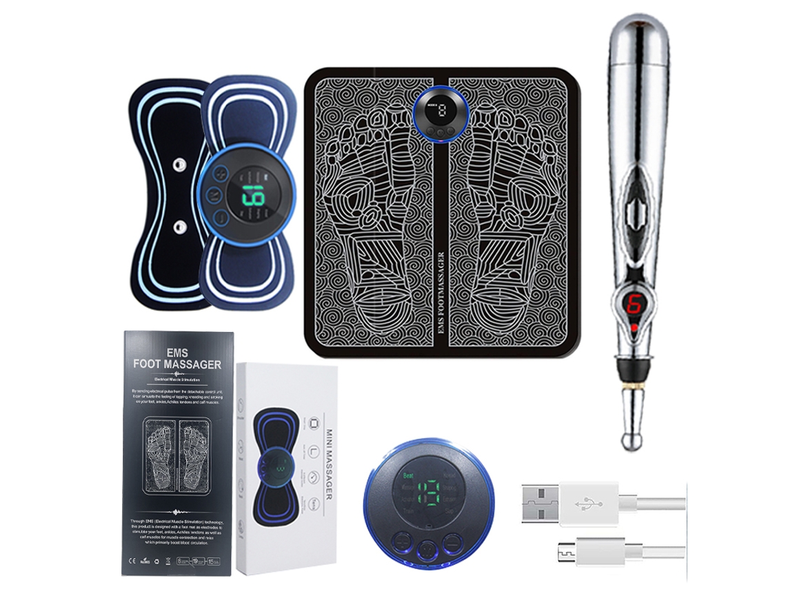 (bolígrafo 3 En 1 Para Pies Y Cuello) Set De Masaje Inteligente, Equipado Con Batería Recargable Por Usb