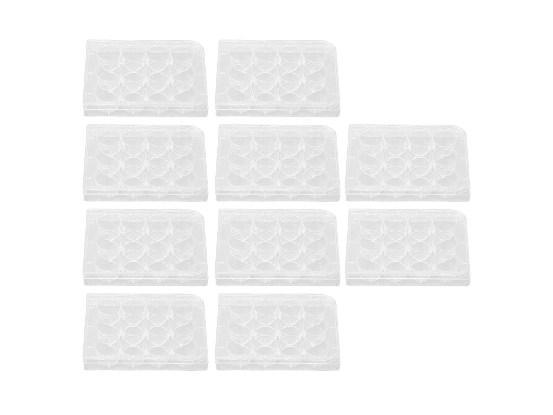 10 Platos De Cultivo De Tejidos Con Tapa, Espesor Uniforme Y Alta Transparencia, 12 Pozos, Para Laboratorio