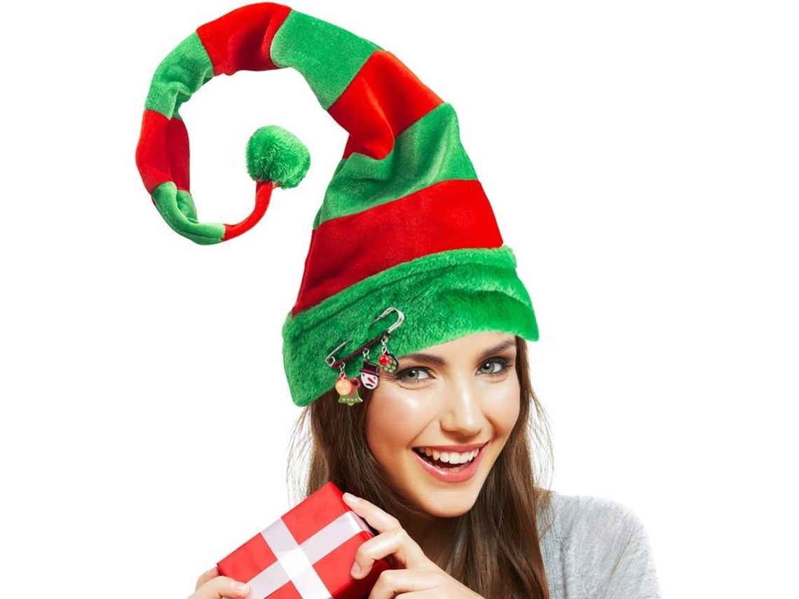Gorro De Elfo Navideño De Lana A Rayas Largas Para Niños Y Adultos.