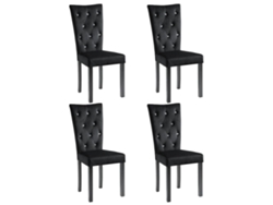Sillas de comedor de 4 piezas de terciopelo negro EXCLUSIVAS DE LA CASA