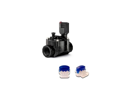 Electroválvula de Riego SUINGA 100-Hv Rain Bird 1 9V para Programadores a Pilas + 2 Conectores Estancos para Aislar Las Conexiones