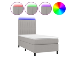 Maison Exclusive - Cama Box Spring Colchón Y Luces Led Tela Gris Claro 90x200 Cm