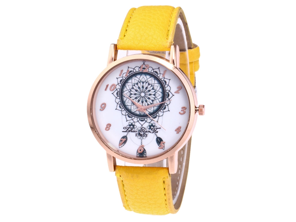 Reloj De Cuarzo Con Correa De Cuero, Estilo Moderno Y Sencillo Para Jóvenes Enamorados (amarillo)