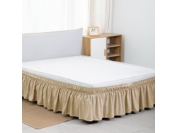 Faldón De Cama De Poliéster De 110 G/m² Con Tres Lados Y 38 Cm De Profundidad (beige, Tamaño Super King).