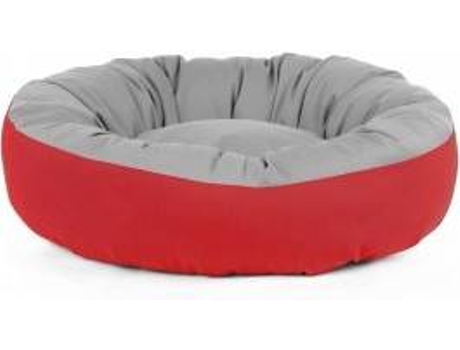 Cama Redonda para Perros y Gatos GAUTY Tela de sarga (Gris y Roja - 57 cm)