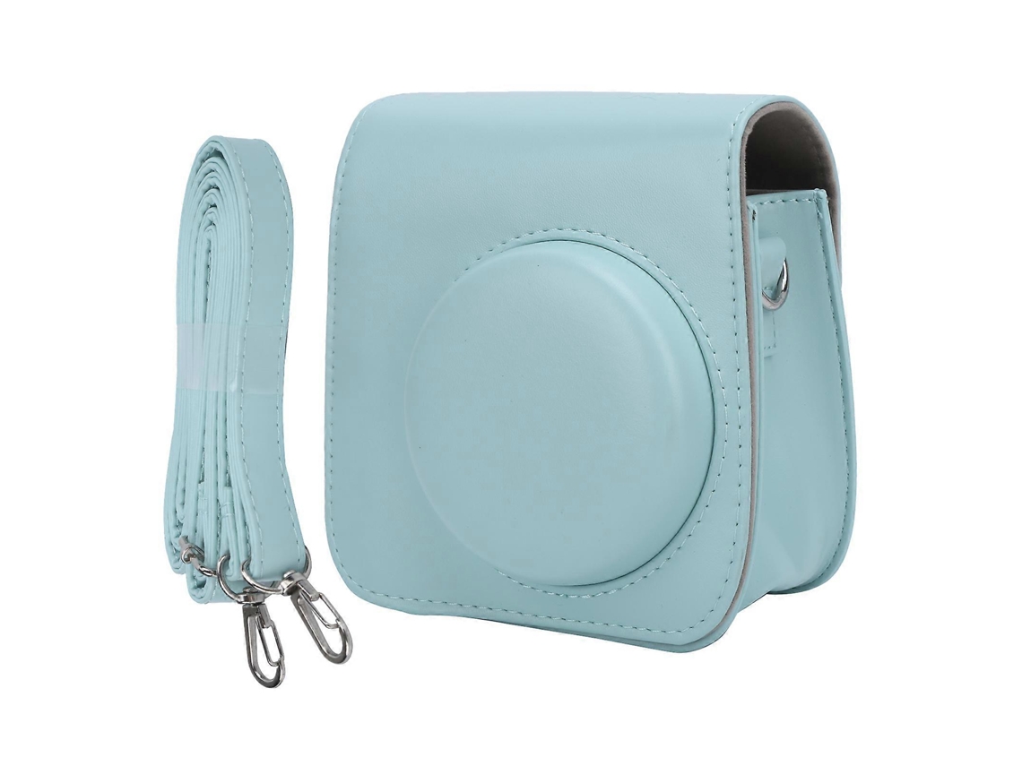 Funda protectora de cuero sintético Facpoet para minicámara Instax Mini 7 con correa ajustable (azul claro)