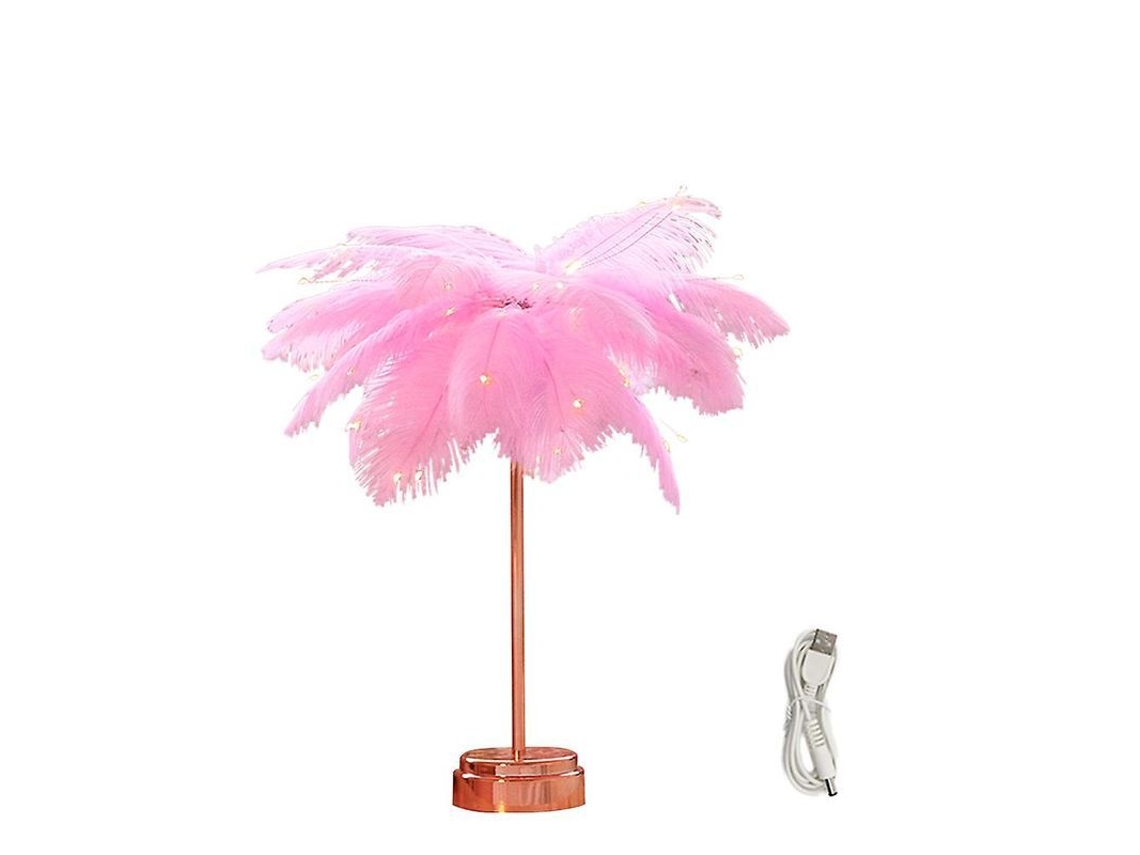 Lámpara De Mesa Led Con Aspa De Pluma Artificial Para Decoración Y Lectura De Estudiantes.