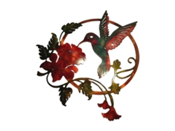Decoración de pared circular de metal rojo con forma de pájaro - Worten
