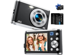 Cámara digital FHD 4K de 48 MP con enfoque automático, cámara dual, zoom digital de 16x y tarjeta de 32 GB para niños, niñas y adolescentes. Yizhood