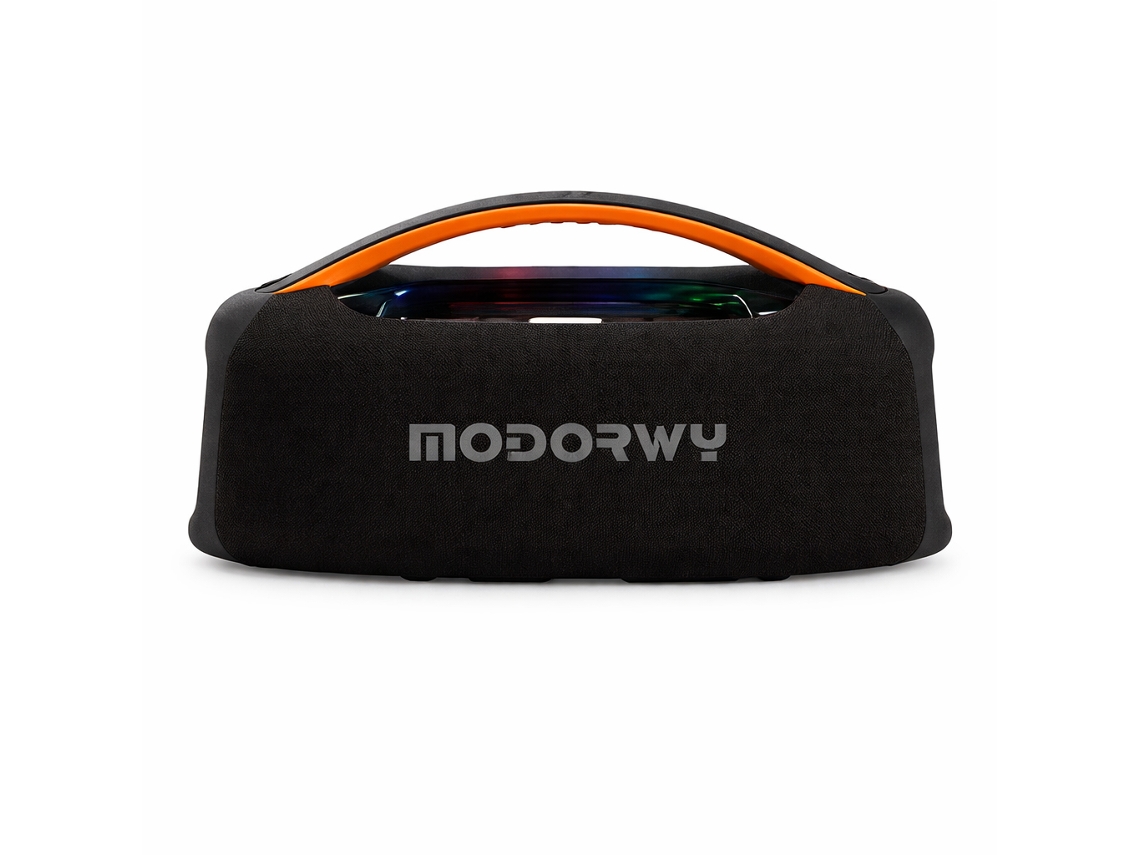 Coluna Bluetooth Portátil Com Pega Integrada E Som Potente 120w Modorwy Mf3107 Preto