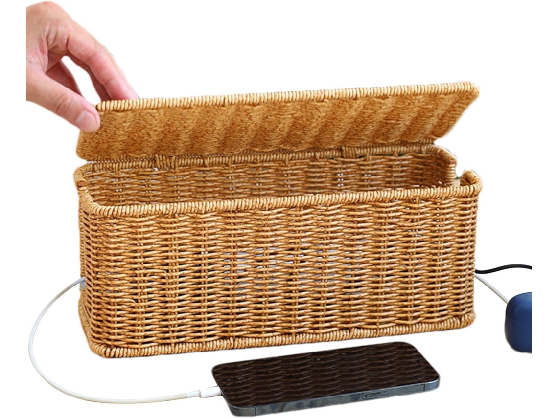 Cesta Para Estación De Carga - Caja Para Gestión De Cables Con Tapa - Organizador De Cables Trenzado, Regletas