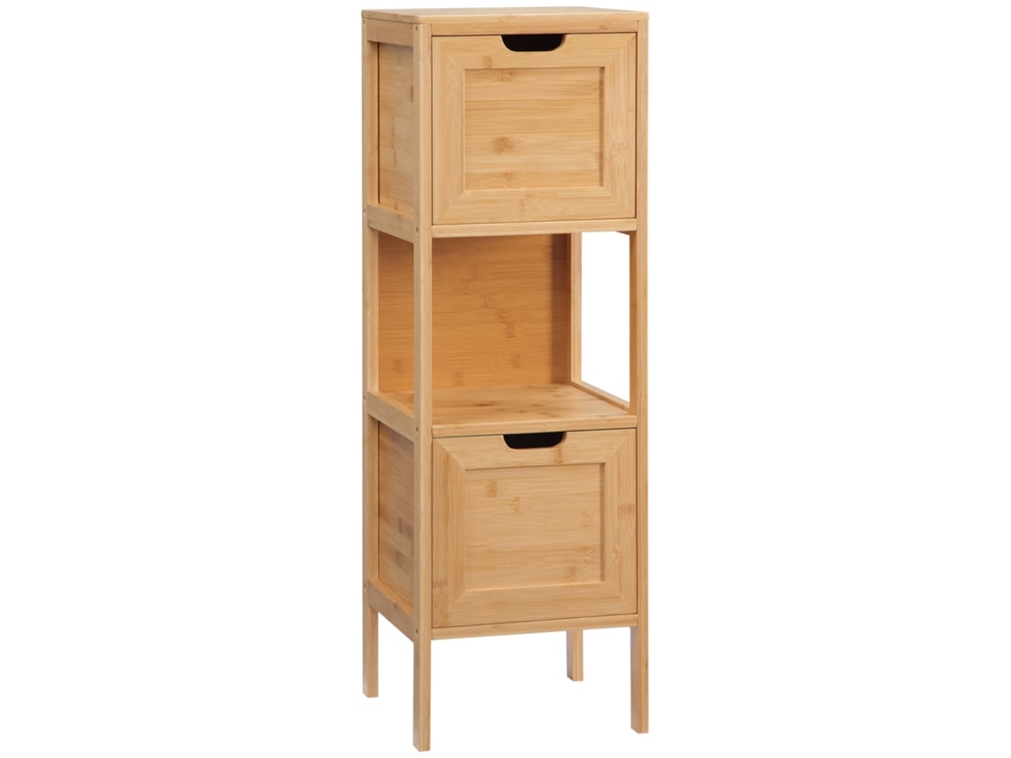 Mueble De Baño De Bambú Con 2 Cajones Y 1 Estante - Dimensiones 30 Cm De Largo X 30 Cm De Ancho X 90 Cm De Alto