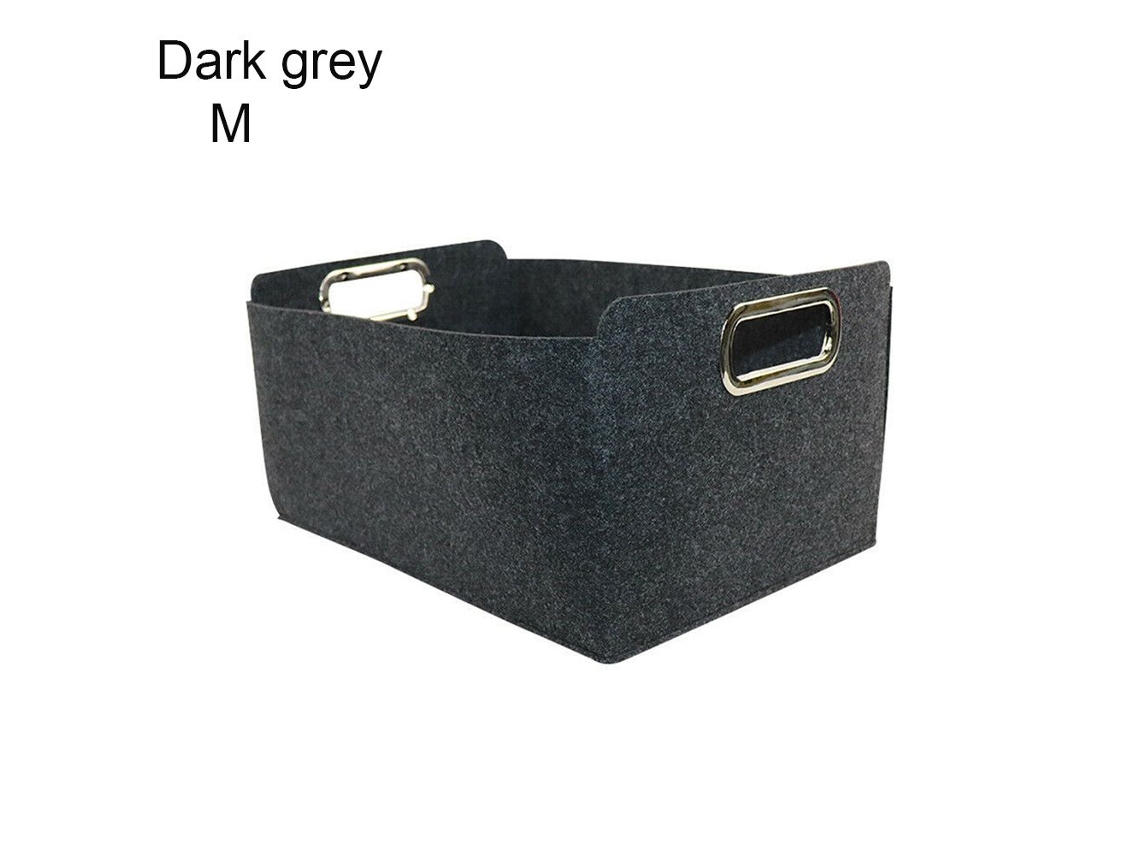 Cesta de lavandería de fieltro con organizador multicontenedores, gris oscuro