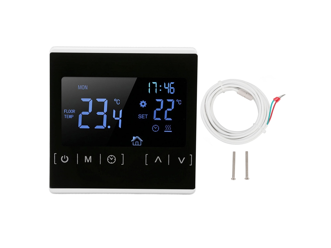 Termostato Inteligente Con Pantalla Táctil Y Doble Control Para Calefacción Por Suelo Radiante De Alta Potencia Ca 85v-240v Blanco