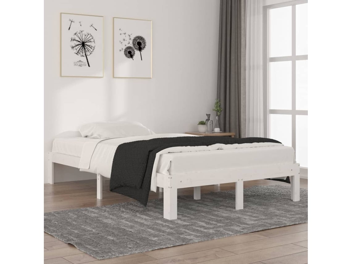 Estructura De Cama Sin Colchón Madera Pino Blanco 120x200 Cm