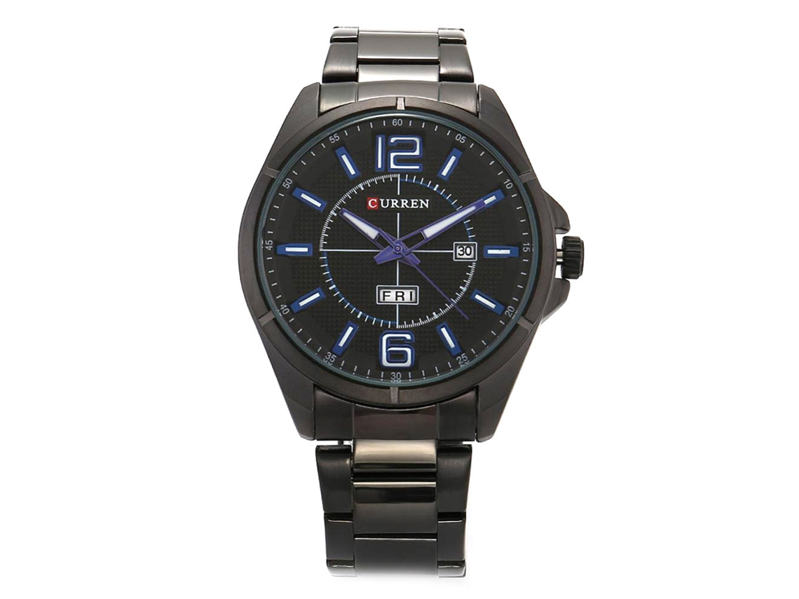 Reloj De Pulsera De Aleación Analógico Dial Redondo Cuarzo Negro Y Azul