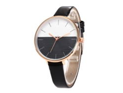 Reloj De Pulsera Analógico Sencillo E Informal Para Mujer Con Correa De Pu Y Movimiento De Cuarzo Negro.