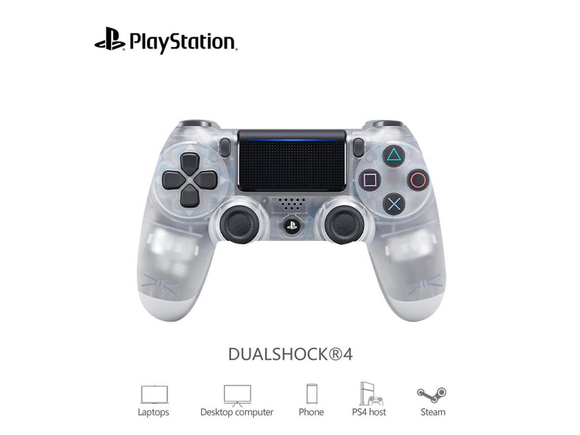 Mando inalámbrico Bluetooth con vibración para PS4, blanco transparente