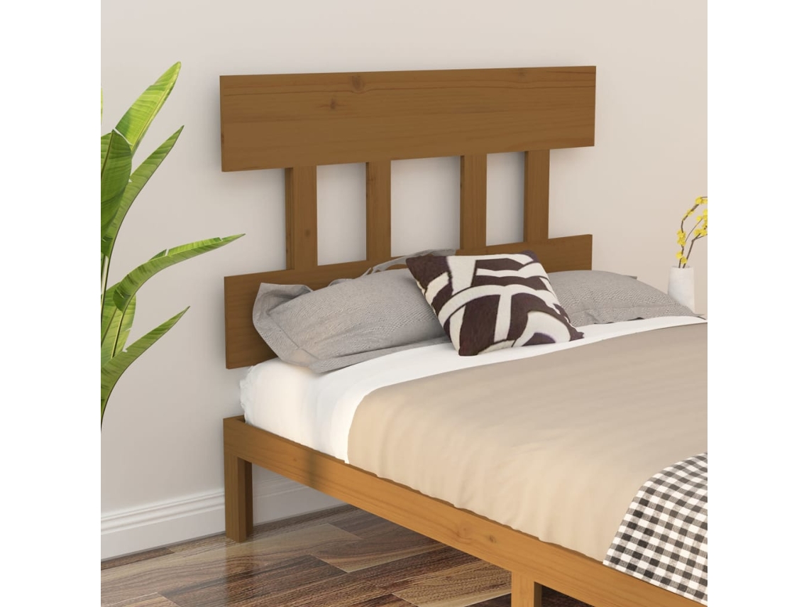 Cabecero De Cama Madera Maciza De Pino Marrón Miel 103,5x3x81cm