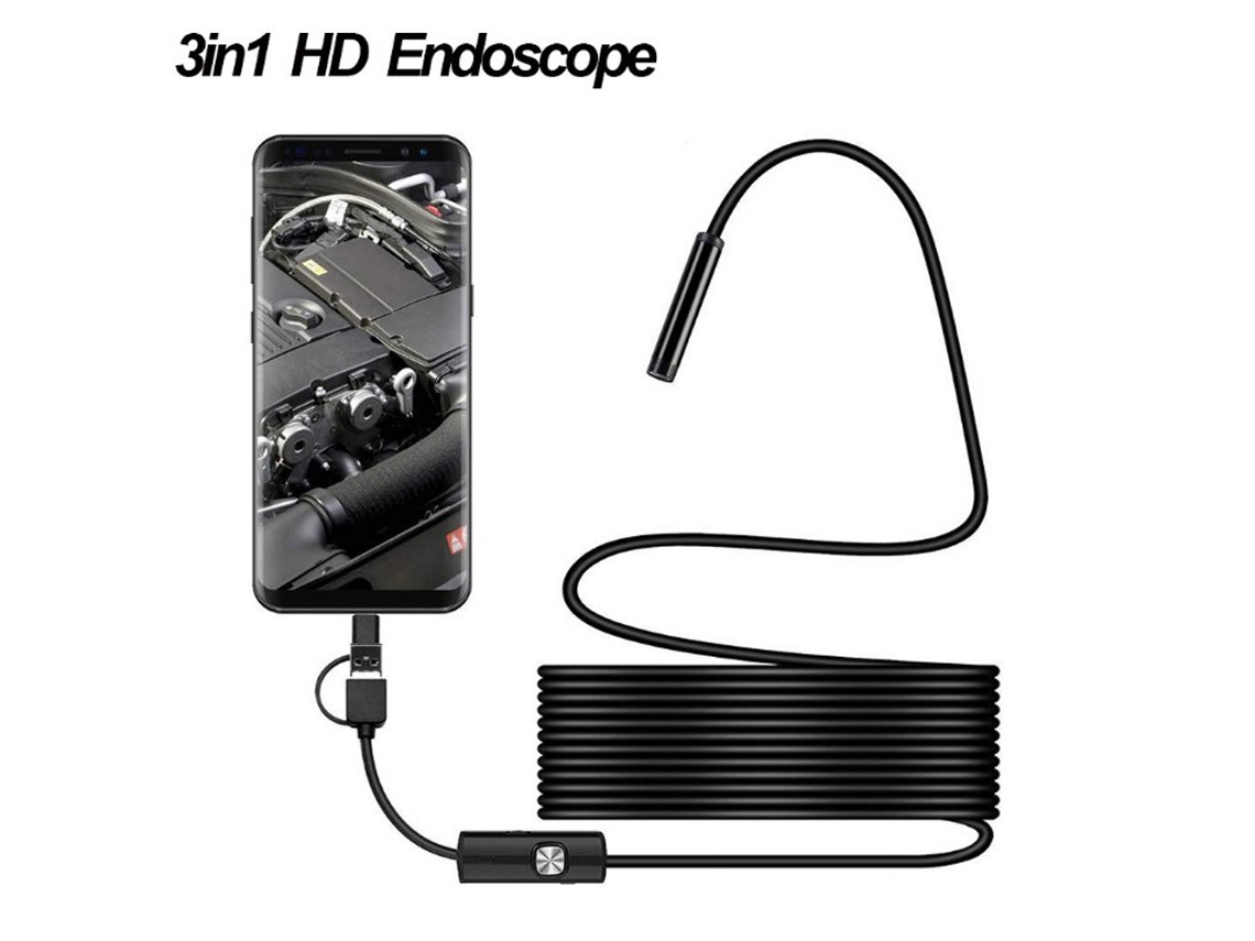 Cámara De Inspección De Serpiente Usb, Cámara De Alcance 3 En 1 Con 8 Luces Led Ajustables, Cable Suave De 5,5 Mm Y 1,5 M CHRUI