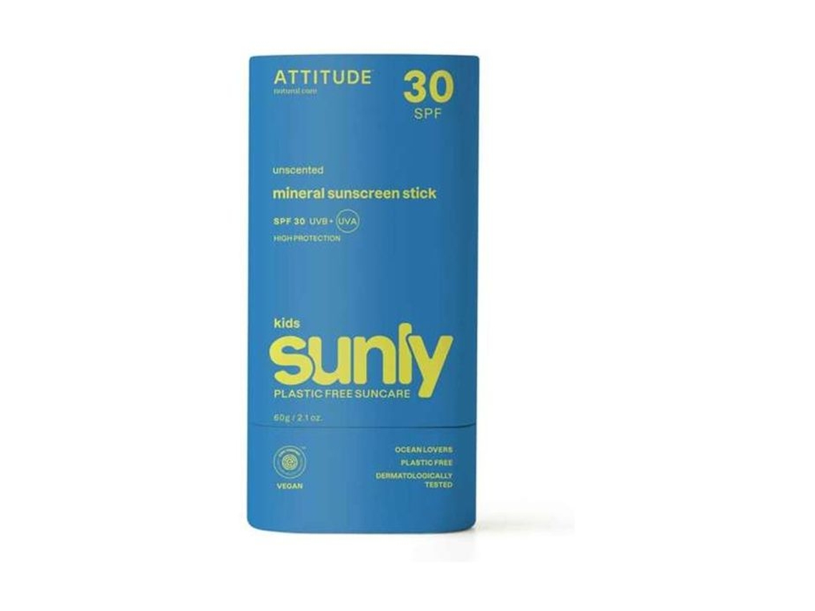 Protector solar en barra Attitude para niños, sin fragancia, FPS 30, 60 g