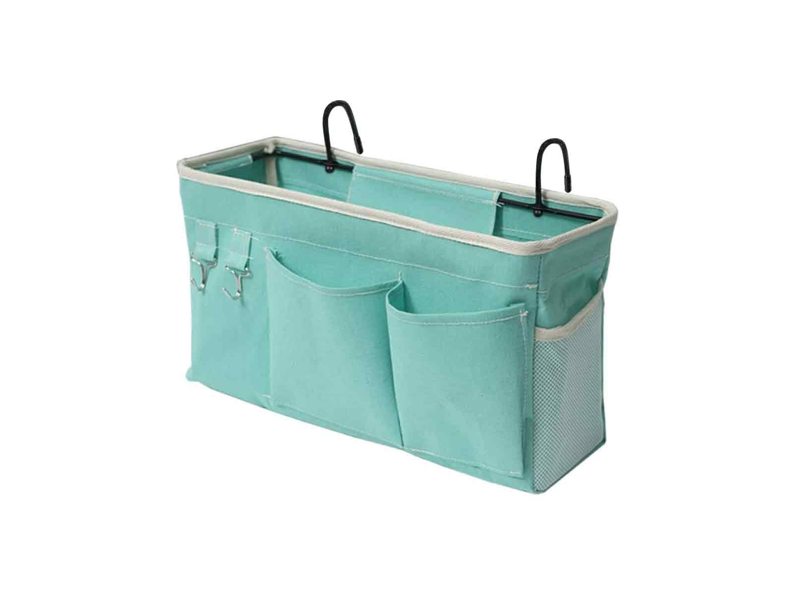 Bolsa organizadora para mesita de noche, almacenamiento colgante para literas y camas de hospital, gafas, libros, teléfonos móviles y llaves.