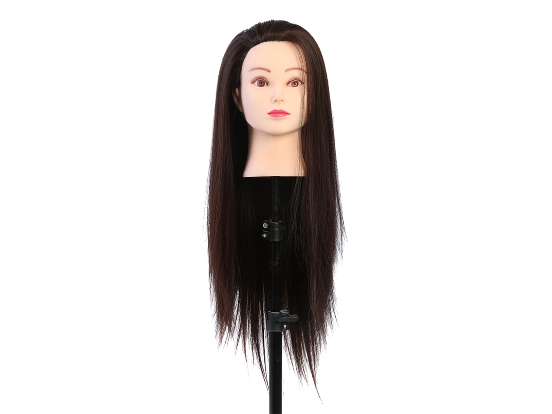Cabeza De Maniquí Para Entrenamiento De Maquillaje, Peluquería Y Extensión De Pestañas Rubio Y Marrón Oscuro