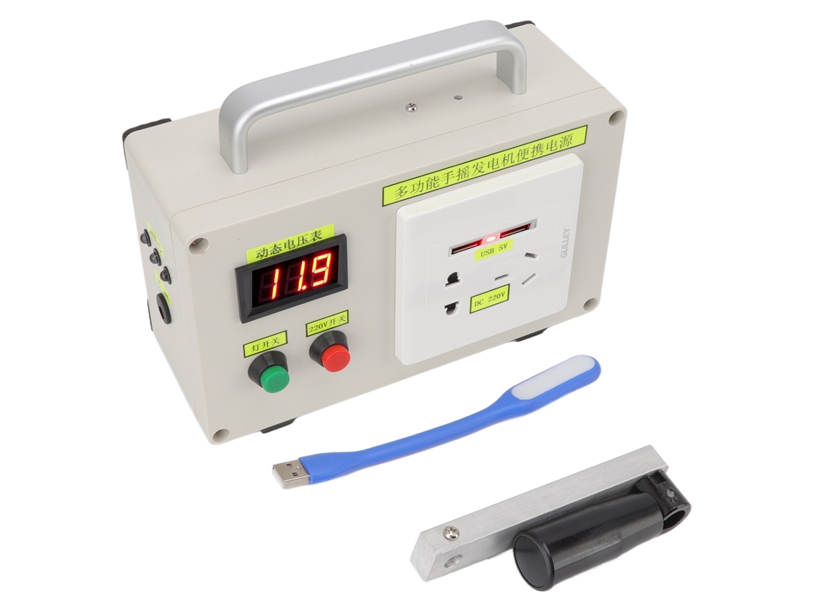 Generador portátil de manivela de 220 V, eficiente y compacto, para camping, barbacoa y barbacoa.