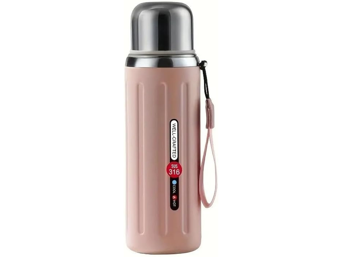 Termo de agua caliente o fria, cafe, infucion de té, Botella 600ml en acero inoxidable SUS 316 (Rosa) COSHANO
