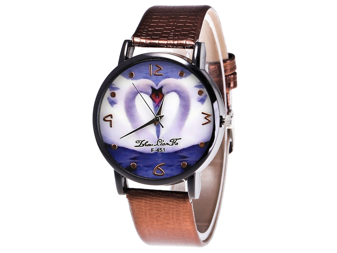 Reloj De Pulsera Analógico De Aleación Para Hombre Con Detalles De Cuero, Cuarzo F451-hx, Color Café.